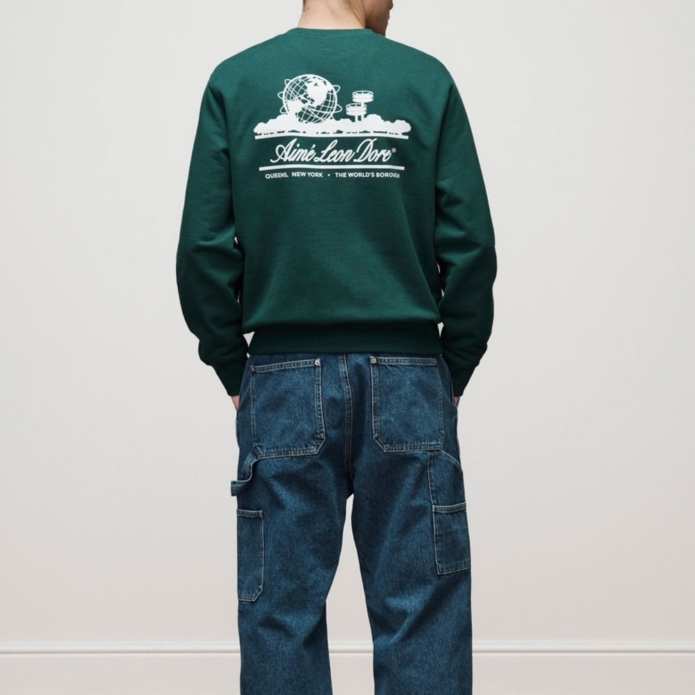 Aimé Leon Dore Unisphere Crewneck Sweatshirt in Botanical Green